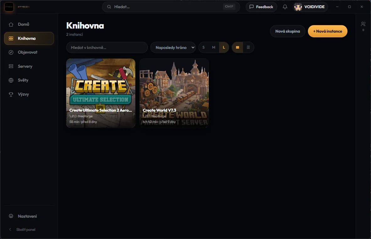 The launcher library with installed modpacks