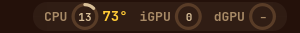 Pravý konec lišty: zátěž a teplota CPU, integrovaná a samostatná grafika.